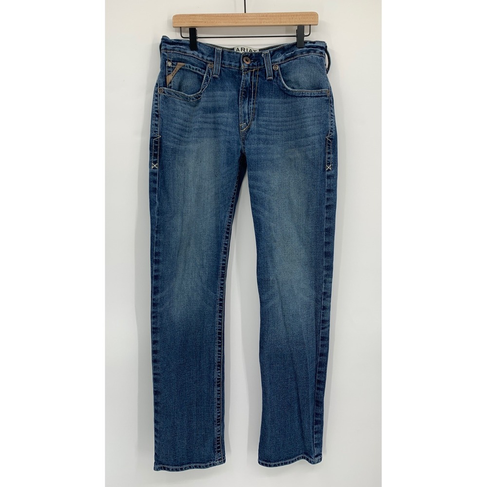 Ariat M4 Jeans Mens 33x36 Blue Relaxed Straight Leg Western Workwear Denim
